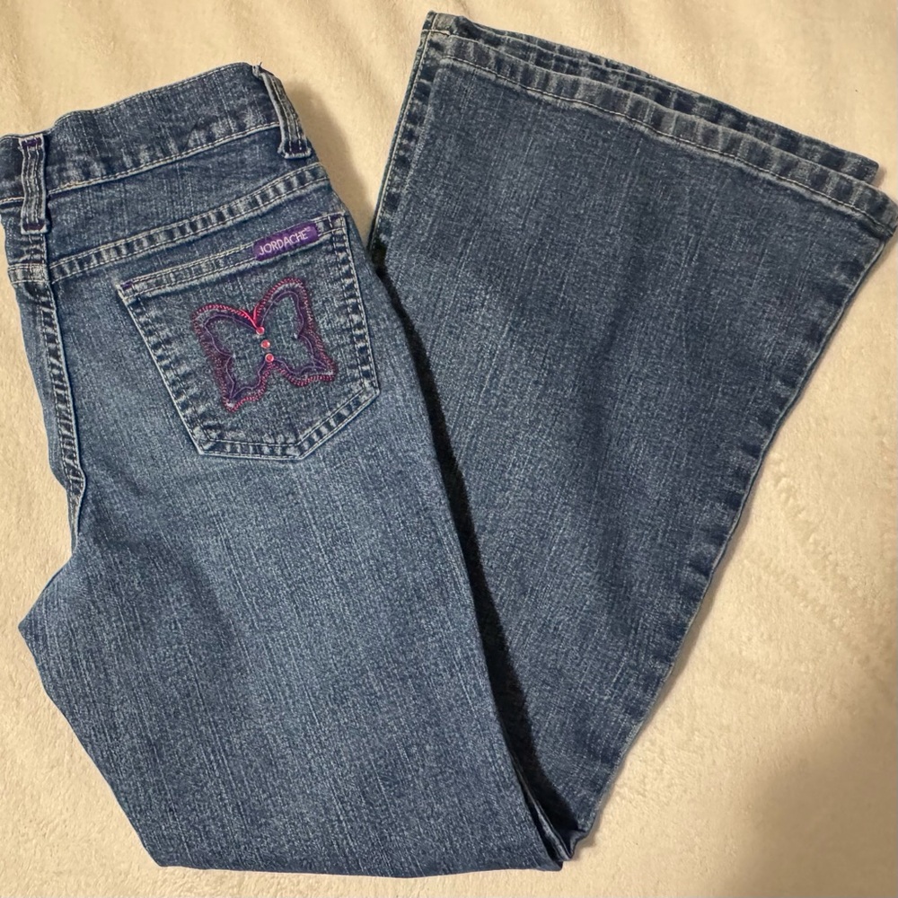 Jordache. Unique & Rare, Beaded & Embroidered Flare Jeans. Vintage.